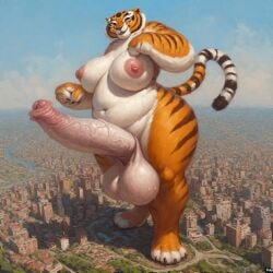 ai_generated ballsack erect_penis giantess horsecock kung_fu_panda master_tigress perchance_ai testicles