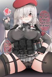 g36c_(girls'_frontline) horny lingerie liusheng_art_(artist) looking_at_viewer panties showing_panties smiling_at_viewer tactical_gear