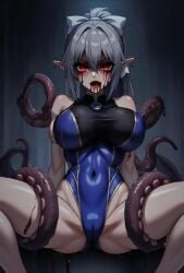 ai_generated animated anime_girl anime_style big_ass big_breasts blood creepy creepy_smile monster_girl swimsuit tagme tentacle video