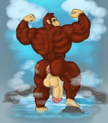 anthro anus ape ass back_muscles backsack balls big_balls big_butt big_muscles big_penis donkey_kong donkey_kong_(character) donkey_kong_(series) flexing flexing_bicep flexing_both_biceps genitals gorilla haplorhine hehdgd hi_res huge_cock huge_muscles looking_at_viewer looking_back male mammal muscular muscular_anthro muscular_legs muscular_male muscular_thighs nintendo nude penis presenting presenting_hindquarters primate smile solo