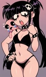 2d bangs bikini black_eyes black_hair black_nails colored expressions eyebags eyeliner female female_focus female_only freckles freckles_on_ass goth goth_girl gothic_girl half_body isaac_(the_binding_of_isaac) light-skinned_female looking_at_viewer no_sex open_eyes piercings safe_for_work shiny_hair skinny_girl slim_waist solo solo_female straight_hair twintails valbun_style yui_chan