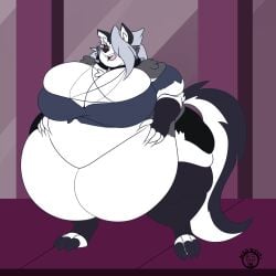 1girls anthro bbw big_breasts breasts canine female female furry goth hellhound helluva_boss huge_breasts loona_(helluva_boss) mad_n_evil overweight tagme thick_thighs vivziepop weight_gain wide_hips