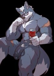 2024 abdominal_scar abs alcohol anthro arm_scar arm_tuft ass balls beverage biceps black_background blue_eyes canid canine container cup deltoids drinking_glass ear_tuft elbow_on_knee elbow_tuft eyewear eyewear_only flaccid furry genitals glass glass_container glass_cup glasses glasses_only hair head_on_hand hi_res knee_up looking_at_viewer male mammal muscular muscular_arms muscular_legs muscular_thighs navel nipples nude only_male pecs penis pubes scar shoulder_scar shoulder_tuft simple_background sitting solo toastking0210 triceps tuft vein veiny_penis wearing_glasses white_hair wine wine_glass