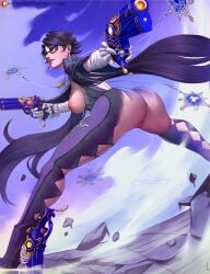 arched_back arimatang ass ass_bigger_than_head back_view bayonetta bayonetta_(character) bayonetta_2 beauty_mark big_areola big_ass big_breasts big_nipples big_thighs black_hair bodysuit breasts breasts_bigger_than_head breasts_out bubble_ass bubble_butt busty busty_female clothing cloud dual_wielding earrings elbow_gloves enormous_breasts fat_ass favorite female female_only firearm from_below giant_breasts gigantic_breasts glasses gun handgun holding_object holding_weapon huge_ass huge_breasts huge_butt huge_thighs jewelry large_breasts looking_at_viewer looking_back necklace one_breast_out outside pinup pose pussy pussy_lips pussy_peek sega short_hair skin_tight sky solo solo_focus spread_legs thick_ass thick_legs thick_thighs thunder_thighs thunderthighs tits_bigger_than_head tits_out vagina weapon white_gloves wide_hips wide_thighs