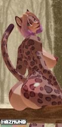 1female anthro ass breasts felid female female_only furry furry_female furry_only hazmund hi_res lyla_(hazmund) mammal outside pantherine pinup pose side_boob snow snow_leopard