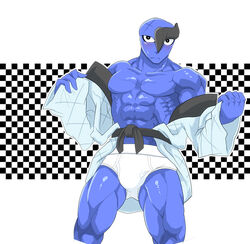 abs anthro blush clothes color front_view male male_only muscles pokemon sawk solo standing tagme