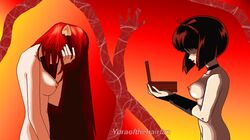 2girls crossover elfen_lied female female_only horns inuyasha lucy_(elfen_lied) multiple_girls yura_sakasagami yuraofthehairfan