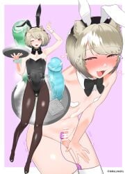 1boy bunny_ears bunnysuit codenamedferret femboy gay girly lingerie looking_at_viewer male nude nude_male posing pov pov_eye_contact small_penis solo solo_male stockings trap virtual_youtuber vtuberfanart