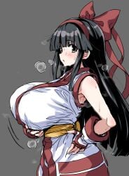 1girls ainu_clothes alternate_breast_size arm_under_breasts armpit_peek armpits big_breasts black_hair breast_hold breasts busty female female_only fingerless_gloves gloves green_eyes hair_ribbon hand_on_hip hi_res highres hirowa_nagi huge_breasts king_of_fighters looking_at_viewer nakoruru open_mouth pose posing ribbon samurai_shodown sensual sideboob snk solo sweat voluptuous