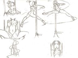 avatar_the_last_airbender azula clothing monochrome sketch sketch_page small_breasts smooth_skin tagme travis_green ty_lee