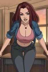 1girls breasts female female_focus female_only kitty_pryde pulling_down_shirt shadowcatpryde wolverine_and_the_x-men x-men