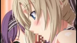 2d animated blonde_hair blue_eyes censored cum cum_kiss cum_on_breasts cum_on_face edited ejaculation ejaculation_between_breasts fellatio harem_time heavy_breathing japanese_voice_acting kisaragi_arisu longer_than_2_minutes longer_than_one_minute loop looping_animation paizufella paizuri penis pink_pineapple saeki_shun scrunchie sound sucking sucking_out_cum sucking_penis sucking_tip tagme twintails video