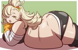 ass axel-rosered bbw big_ass big_belly blonde_hair fat fat_fetish morbidly_obese piper_wheel relaxing zenless_zone_zero