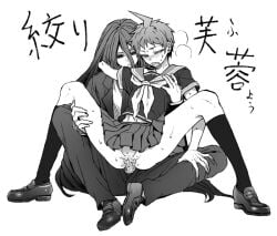 2boys anal anal_sex clothed clothed_sex crossdressing danganronpa danganronpa_3 gay hinata_hajime izuru_kamukura looking_down looking_pleasured male male/male male_only school_uniform sitting sitting_on_penis spread_legs straight_hair yaoi zakiko