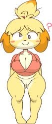 animal_crossing big_breasts derpybelle female isabelle_(animal_crossing) nintendo simple_background tagme vilepluff