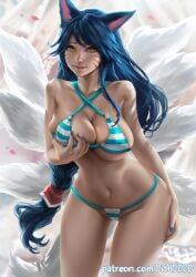 1girls 9_tails ahri animal_ear_fluff animal_ears animal_girl animal_humanoid bare_arms bare_legs bare_midriff bare_thighs belly bikini bikini_bottom bikini_top black_hair breasts busty child_bearing_hips cleavage clothing curvaceous curves curvy curvy_body curvy_female curvy_figure curvy_hips doggie-yu eyelashes eyeliner eyeshadow facial_markings female female_only fluffy fluffy_ears fluffy_tail fluffy_tails fondling fondling_breast fondling_own_breast fox fox_ears fox_girl fox_humanoid fox_tail fox_tails fur furry_ears furry_tail glistening glistening_body glistening_breasts glistening_hair glistening_skin grabbing grabbing_own_breast hips hourglass_figure huge_breasts humanoid inner_ear_fluff kemonomimi kitsune large_breasts league_of_legends light-skinned_female light_skin long_hair multi_tail multiple_tails navel nine_tailed_fox pale-skinned_female petals riot_games solo solo_female tail thighs vastaya video_games wide_hips yellow_eyes