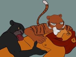 2018 anthro bagheera black_body black_fur blowjob disney exwolf85 felid fellatio fur gay group group_sex hand_on_chest kissing lemon_party lemonparty.org lion male male/male male_nipples male_only mammal meme mufasa nude oral orange_body orange_fur pantherine penile penis sex shere_khan the_jungle_book the_lion_king threesome tiger yaoi