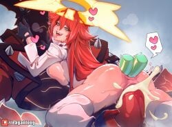 1girls anal dildo double_anal double_penetration female guilty_gear guilty_gear_strive jack-o'_valentine penetration reagan_long red_hair sex_toy sol_badguy triple_penetration