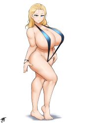 1girls big_breasts blonde_hair blue_eyes_(manga) breasts cecilia_misono female female_focus female_only huge_breasts jmvmaa long_hair micro_bikini sling_bikini solo standing thick_thighs thighs voluptuous wide_hips