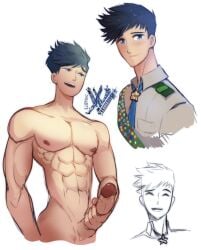 abs balls big_penis blue_hair camp_buddy cute cute_male erect_penis erection gay lilprincyvi male_only muscles natsumi_hamasaki nipples penis_out young young_man