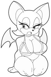 anthro bat big_breasts bikini cleavage female lineart rouge_the_bat solo sonic_(series) squidapple