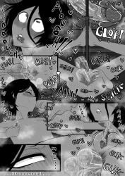 1boy 1girls anal bleach breast_sucking clitoral_stimulation coffeetheseeker comic_page english_text hearts ice_dildo ice_in_ass ice_insertion kuchiki_rukia masturbation multiple_insertions nipple_pinch skinny_female small_breasts small_nipples text triple_anal uncensored vaginal_penetration x-ray