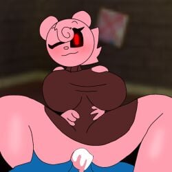 1boy 1boy1girl 1girls anal_sex anthro background balls_hurting blue_pants brother_and_sister cum_in_pussy endless_cum few-young3564 furry george_(piggy) incest male/female penis penny_(piggy) pig piggy_(game) red_dress red_pupils roblox roblox_game sex source_request tagme video_games