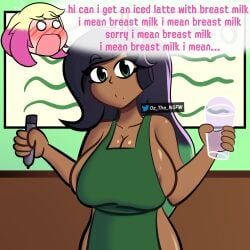 big_breasts blush breast_milk breasts human humanized lactation marina_(splatoon) meme nintendo oz_the_freak pearl_(splatoon) splatoon splatoon_(series) splatoon_2 yuri