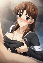 1girls ai_generated blush boobjob civitai clothing cum cum_on_breasts paizuri penis reina_akikawa smile wangan_midnight