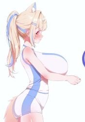 animal_ear_fluff animal_ears animated blinking blonde_hair blue_hair blush bouncing_breasts breasts closed_mouth dog_ears dog_girl dog_tail female from_side fuwawa_abyssgard hololive hololive_english huge_breasts multicolored_hair pink_eyes ponytail prab shirt shorts sleeveless sleeveless_shirt solo streaked_hair tagme tail two-tone_shorts video virtual_youtuber volleyball white_shirt white_shorts