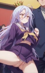 ai_generated cute girl no_game_no_life no_panties pussy rengoart school_uniform shiro shiro_(no_game_no_life) shocked uncensored