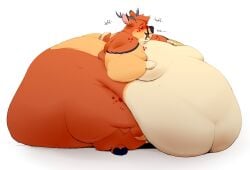 2020 anthro antlers ass belly big_belly big_butt big_moobs biped blush breath deer digital_drawing_(artwork) digital_media_(artwork) english_text fat_rolls fur hi_res hooves horn huge_belly huge_butt huge_thighs hyper hyper_belly hyper_butt hyper_thighs immobile male mammal moobs morbidly_obese morbidly_obese_anthro morbidly_obese_male obese obese_anthro obese_male okaeri orange_body orange_fur overweight overweight_anthro overweight_male panting ray_the_buck simple_background sitting solo tail text thick_thighs white_background