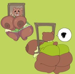 anthro ass_focus bbw bear big_ass big_breasts big_butt breast_squeeze brown_bear dress fat_ass furry furry_female furry_only gimmyg green_dress milf mriii4327 stuck stuck_in_object stuck_in_wall surprised surprised_expression tagme tagme_(artist) tagme_(character) thick_ass thick_thighs thought_bubble window