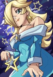 blonde_hair blue_eyes breasts female female_only mario_(series) moxydrawsmore nintendo princess_rosalina solo super_mario_galaxy tagme