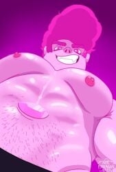 1boy bully cartoon_network chad_steven fangs gem_(species) looking_at_viewer looking_down male male_only musclegut muscular muscular_male nipples nude pecs perspective pink_body pink_hair pink_nipples pink_skin pink_steven selfie shorts solo solo_male steven_quartz_universe steven_universe steven_universe_future