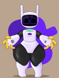 big_thighs floating_head ion_clocktower purple_eyes robot white_body wide_hips yellow_fingers