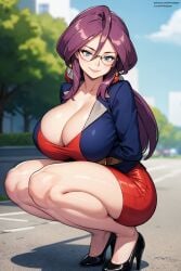 ai_generated artcalypse lorelei_(pokemon) nintendo pokemon prima_(pokemon) smile squatting thiccwithaq_(ai_style)