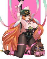 1girls big_breasts bunny_ears bunnysuit captain_hat cleavage clothing corset female ginger ginger_hair ishmael_(limbus_company) limbus_company literature long_hair moby_dick orange_hair pantyhose project_moon public_domain rabbit_hole_(vocaloid) revealing_clothes stripes very_long_hair