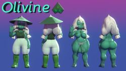 1futa 3d 3d_(artwork) big_breasts big_penis big_thighs blonde_hair clothed full_body futa_only futanari gem_(species) gemsona green_skin hanging_penis meatmench_(artist) multiple_views nude oc olivine olivine_(minerva_gems) one_eye_closed orange_eyes peace_sign reference_sheet smile solo standing steven_universe wide_hips