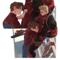 blowjob deadpool gay gay_sex lkikai male male/male male_only marvel marvel_comics oral oral_sex peter_parker spider-man wade_wilson yaoi