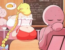 back_view barista cafe cassie_(theycallhimcake) hyper_breasts ordering_food theycallhimcake