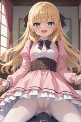 ai_generated cute happy lysia_plaid pantyhose pussy_visible_through_clothes rengoart smile