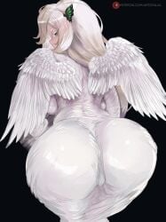 artofalva big_butt echidna echidna_(re:zero) white_dress white_hair white_wings wings