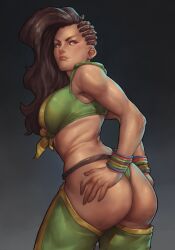 ass brazilian brazilian_female bubble_butt buttless_pants female female_focus female_only laura_matsuda mick-cortes rear_view street_fighter tagme thong wide_hips