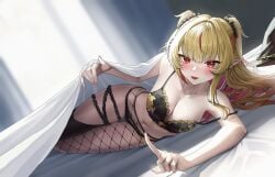 1girls bed bedroom blonde_hair bra cleavage day eternals_(idol_corp) female female_only high_resolution highres idol_corp idol_es indoors latam_virtual_youtuber light-skinned_female light_skin long_hair looking_at_viewer lp0000 lying lying_on_bed red_eyes ruby_runeheart slim_girl solo tagme thong virtual_youtuber vtuber vtuberfanart window young younger_female