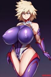 1girls ai_generated areolae big_breasts blonde_hair bodysuit breasts cameltoe cosplay crossover fishnets huge_breasts kunoichi leotard lips looking_at_viewer massive_breasts mature_female milf mitsuki_bakugou mother my_hero_academia ninja nipples nipples_visible_through_clothing purple_bodysuit purple_leotard self_upload shiny_clothes solo spiky_hair stable_diffusion standing stretched_pussy taimanin_(series) taimanin_asagi taimanin_suit transparent_clothing unclego visible_nipples wide_hips