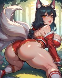 1girls ahri ai_generated animal_ears ass big_ass big_breasts breasts default_ahri female female_only league_of_legends riot_games rocksolidart solo solo_female thick_thighs wide_hips