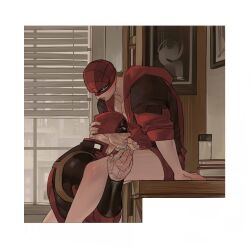 blowjob deadpool gay gay_sex lkikai male male/male male_only marvel marvel_comics oral oral_sex peter_parker spider-man wade_wilson