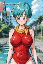 ai_generated allwaifux bulma_briefs busty dragon_ball_(series) dragon_ball_z exposed_breasts female female_only stable_diffusion