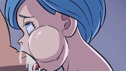 1boy 1boy1girl 1girls 2d 2d_(artwork) alien/human alien_boy alien_look_like_human bedroom big_balls blowjob blue_eyes blue_hair bulma_briefs canon_couple cheek_bulge cum_dripping_from_mouth cum_from_nose cum_in_mouth cum_overflowing deepthroat dragon_ball dragon_ball_super eyes_rolling_back face_fucking faceless_male female human_female in_bed leaking_cum_from_mouth male/female married_couple milf nude pseudocel saiyan saiyan_male short_hair tongue_out_blowjob vegeta